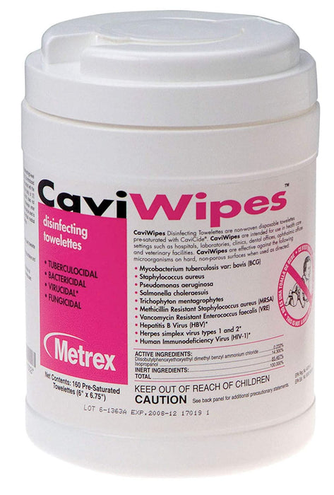 CaviWipes Disinfecting Towelettes by Metrex Set2save Case of 12 - 6'' X 6.75" 