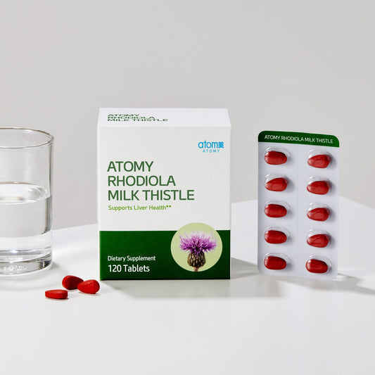 Rhodiola Milk Thistle supplement bottle
