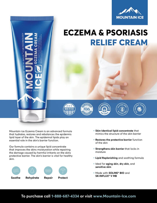 Mountain Ice Eczema and Psoriasis Cream, Made with Natural Ingredients (Repair Dry and Damaged Skin) Skin Care Set2save 